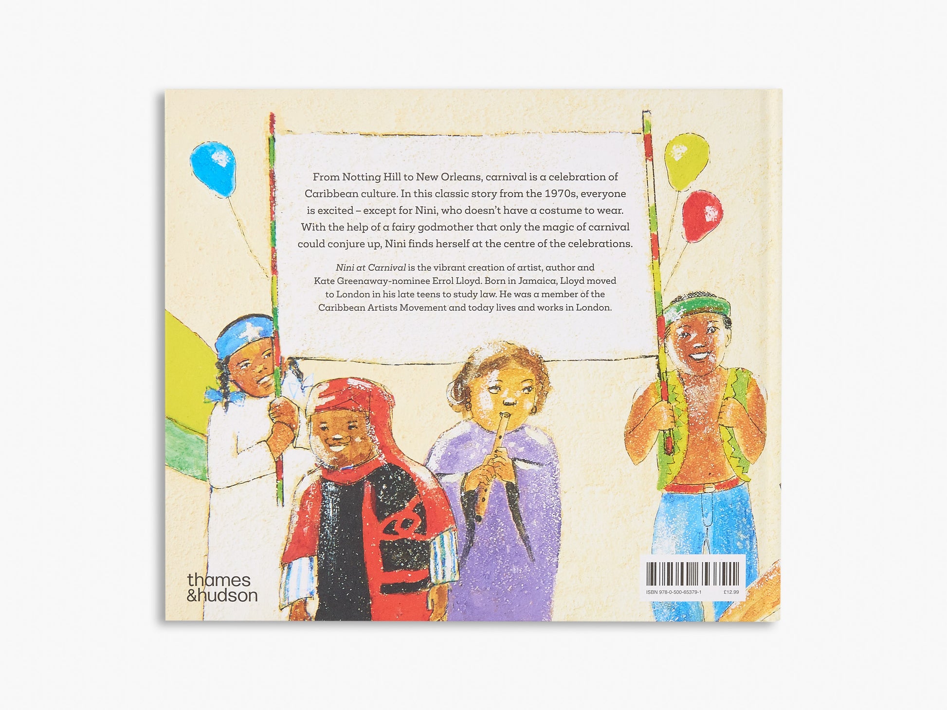 Bookback with colorful illustrations of children in traditional Caribbean attire and text.